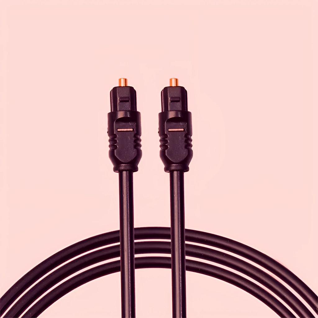 Black Toslink optical audio cable with square connector mouth, 2 metre length