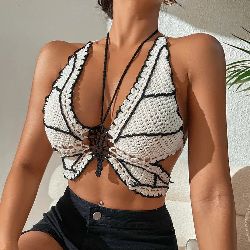 Women's black and white classic bikini swimsuit with free size fit