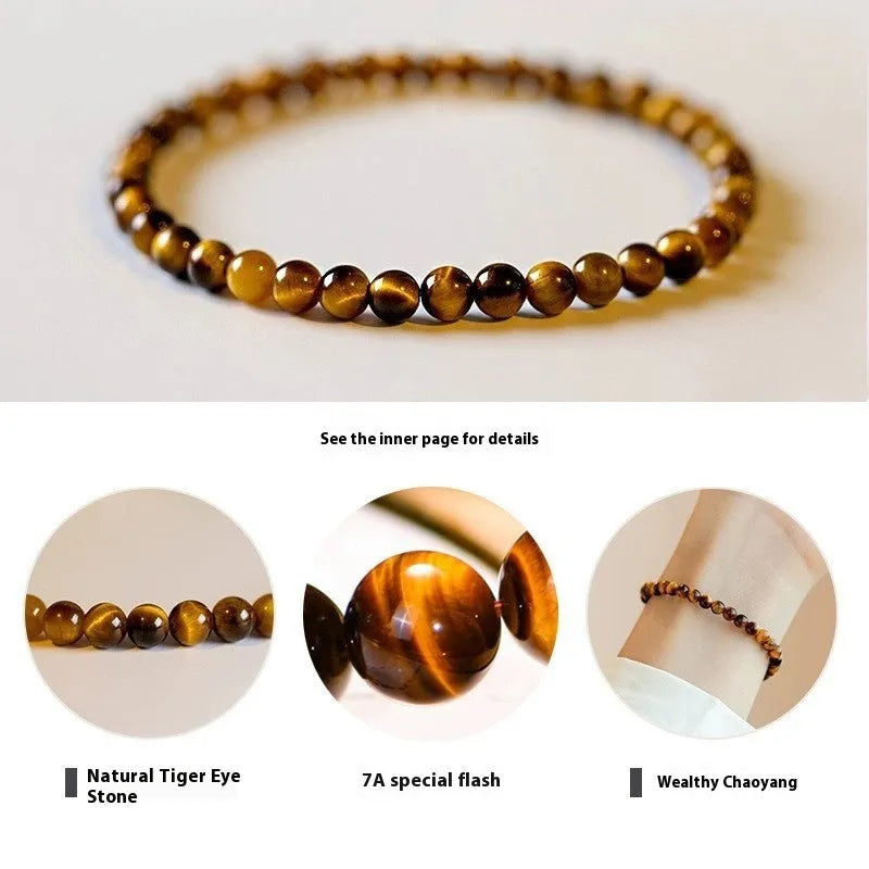 New Chinese style geometric tigereye bracelet showing manual craftsmanship and round element details