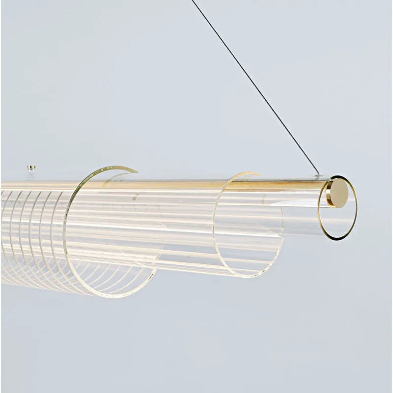 Modern glass pendant lamp with iron body in minimalist design for overhead lighting