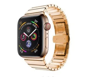 Silver stainless steel metal chain strap with butterfly buckle for Apple Watch