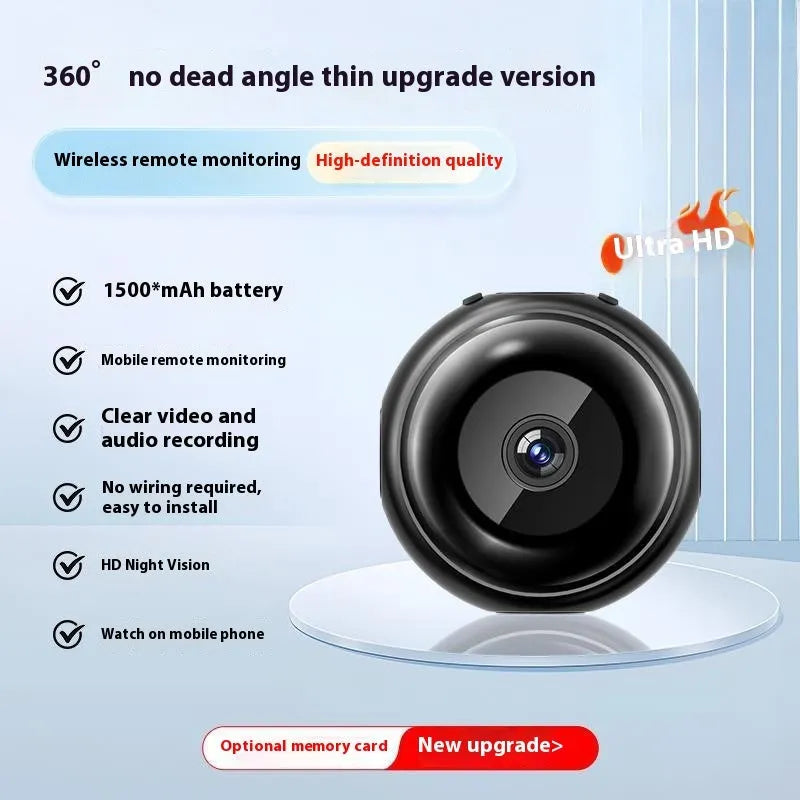 Wireless HD security camera with 360-degree rotation on a table