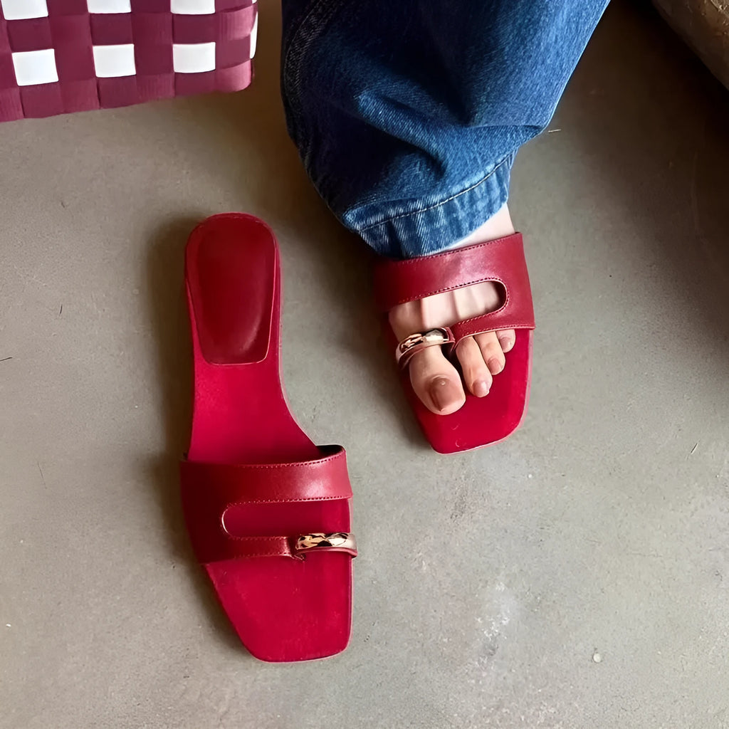 Fashion Outdoor Wear plus size square-toe slippers in leather and rubber, multiple colours and sizes