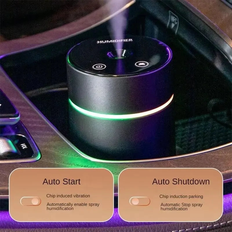 A6 aluminium car humidifier diffuser with 260ml tank and LED light