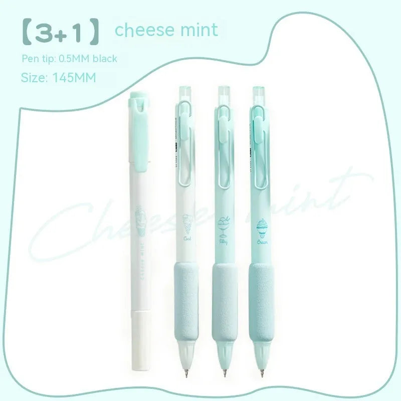 Four double-headed fluorescent pens with 05mm tips for student calligraphy practice