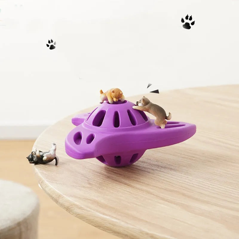 Blue bite-resistant boomerang shaped dog toy for large breed chewers.