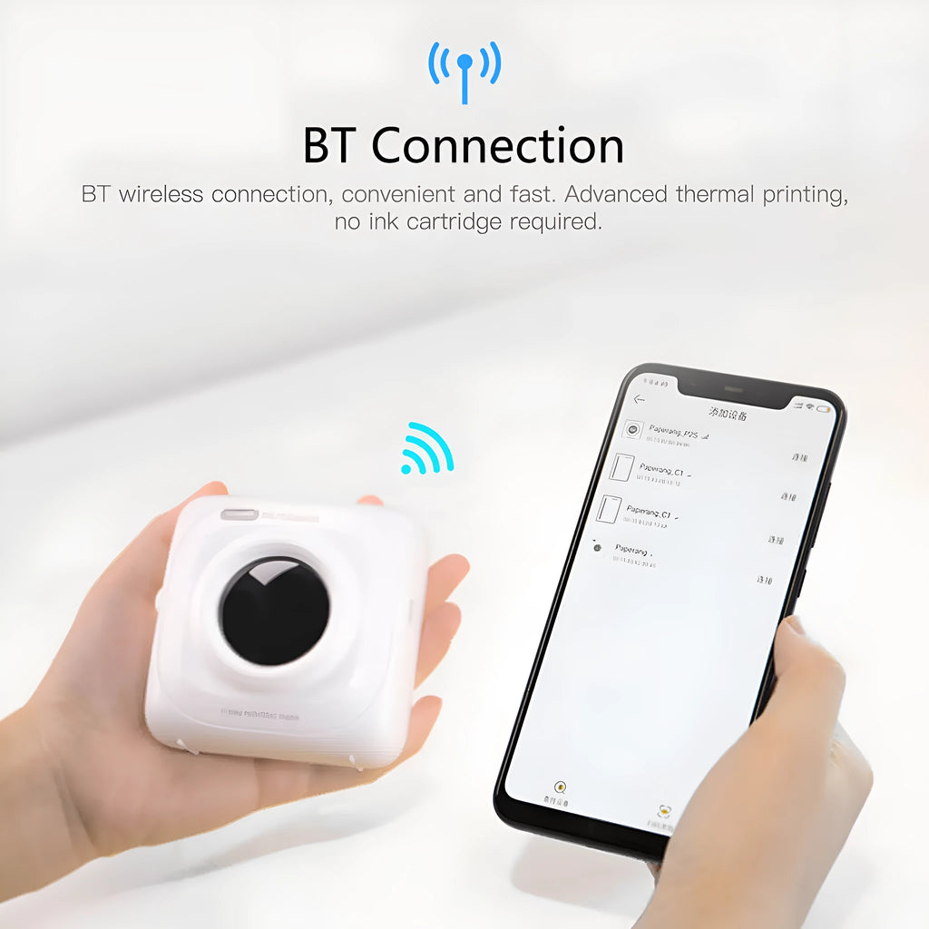 White pocket portable Bluetooth thermal label printer for home office use