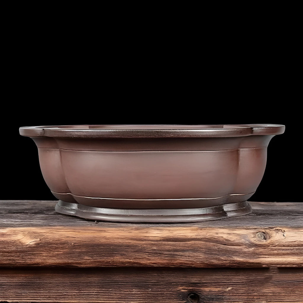 Handmade antique crabapple shaped purple clay flower pot, large size 74cm long.