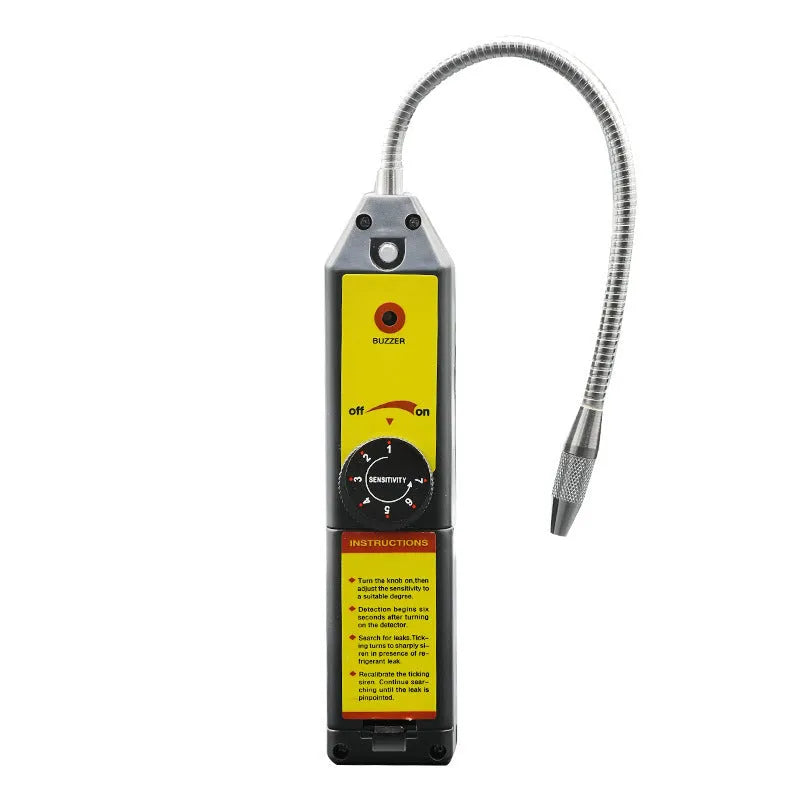 WJL-6000 electronic halogen leak detector with extended probe on a workshop bench