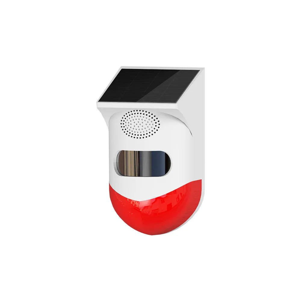 Solar-powered infrared alarm detector for outdoor security with remote control