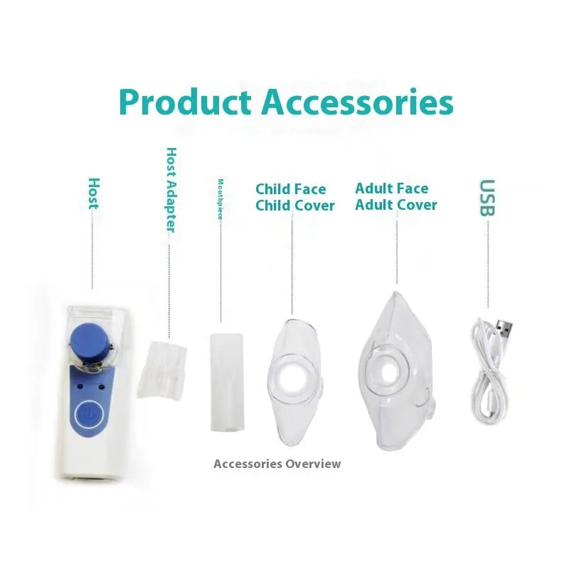 Columnar-shaped plastic handheld nebuliser spray machine with USB connection cable