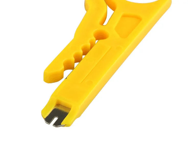 Yellow mini portable wire stripper tool with 0.6mm stripping diameter for network and telephone cables