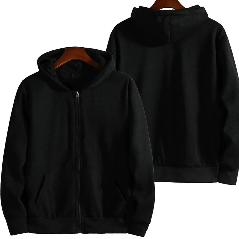 Men's solid colour loose sports zipper jacket in polyester fibre with spandex blend