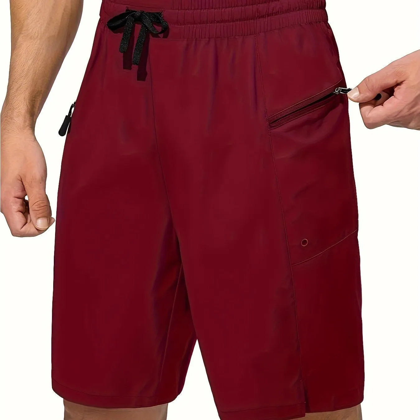 Men's quick-drying polyester beach shorts in straight cut available in nine different colours