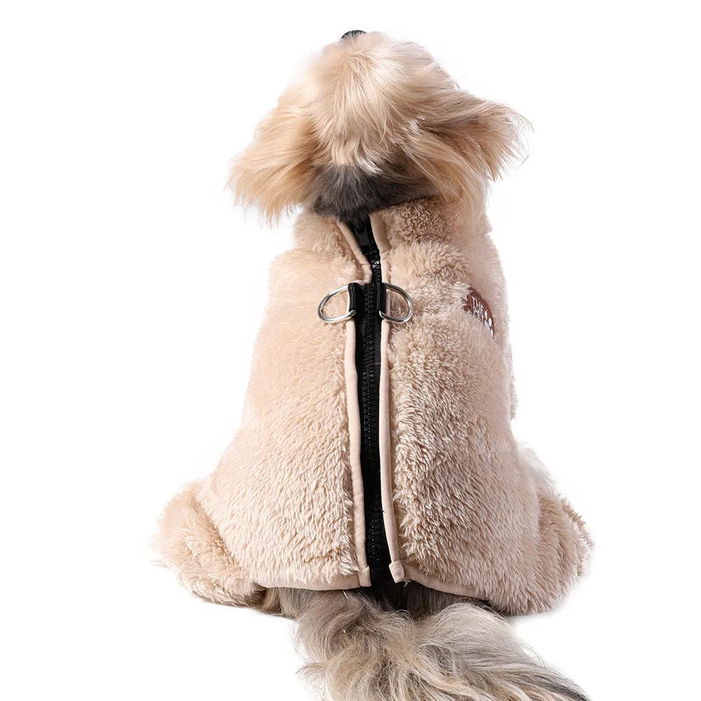 Polyester double-sided plush pet jumpsuit in gray colour for dogs, available in sizes XS to XL