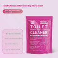 Toilet Bubble Powder cleaning product in blue ocean or pink floral fragrance, showing 240g bag and 5x40g box options.