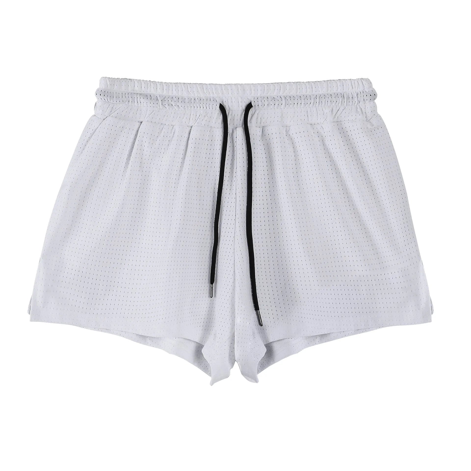 Men's quick-drying nylon summer shorts in black or white with mid-waist design