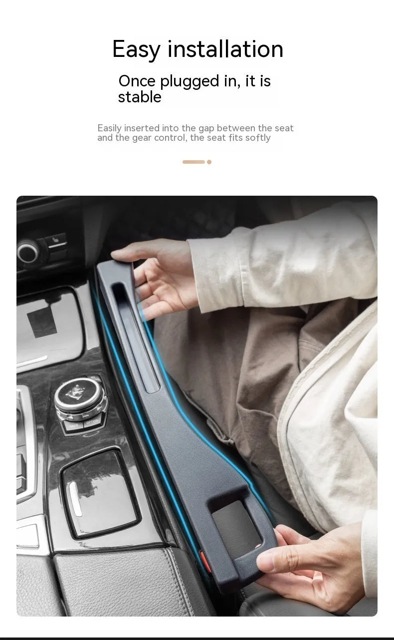 Black plastic car seat gap storage organiser with handle for phones and keys