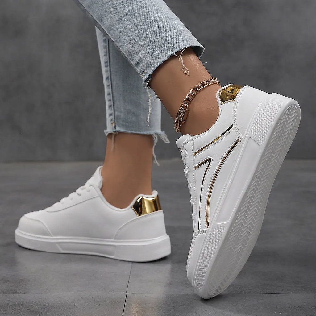 Plus size female board shoes with breathable mesh upper and rubber sole in solid colour low top style