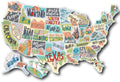 Travel sticker set with world map and alphabet letters for car body decoration in two style variations