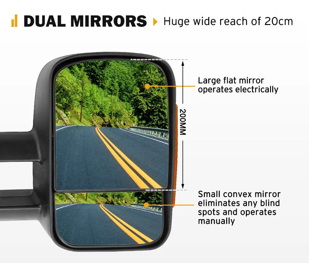 Black electric exterior rear vision mirror for Nissan NP300 Navara 2015 onwards models
