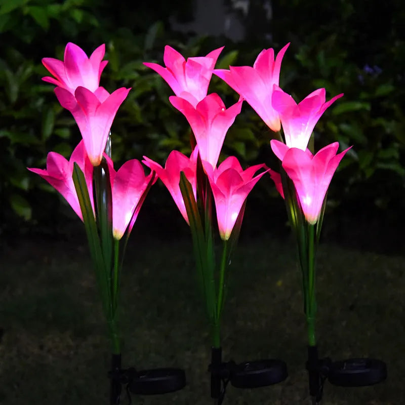 Solar lily festive lantern outdoor villa courtyard garden flower shape solar powered IP65 850mm