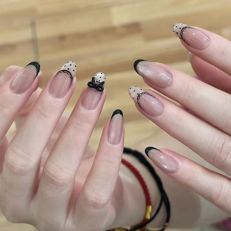 Set of sweet pastel coloured fake nails for girls in short square style