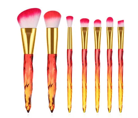 10 clear crystal foundation brushes with diamond shanks in four colour options