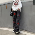 Korean-style embroidered slim-fit stretch jeans for women in blue denim, cotton denim with non-iron finish