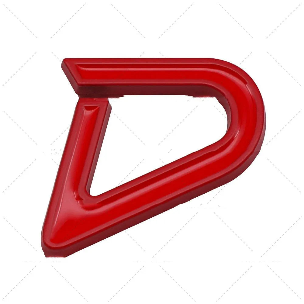 SD D metal car bumper sticker in red silver colour measuring 7.7x2.9cm SD size and 3.8x3.2cm D size options