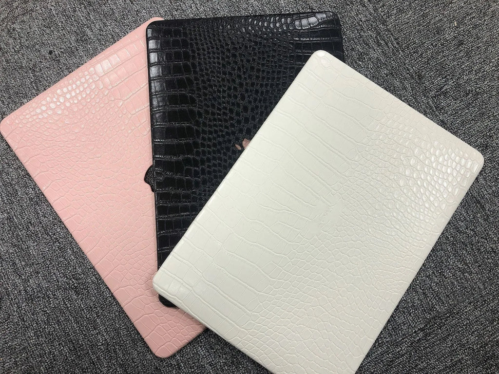 Laptop protective case with crocodile pattern texture and hollowed Apple logo for MacBook Pro and Air