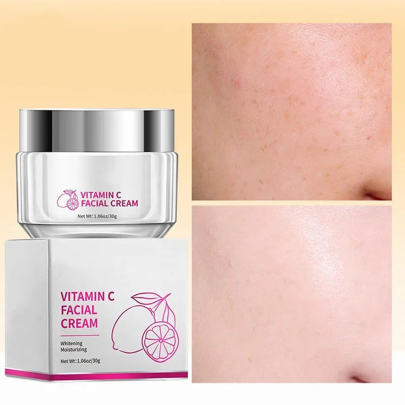 30g vitamin C face cream in glass jar with dimensions 6x6x5.2cm