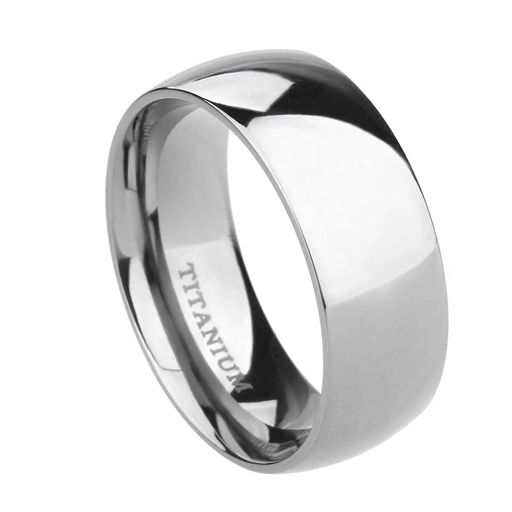 Silver titanium steel ring showing three width options: 2mm, 4mm, and 6mm bands