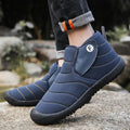 Unisex couple snow boots in black with a cotton upper, rubber sole, and plush lining.