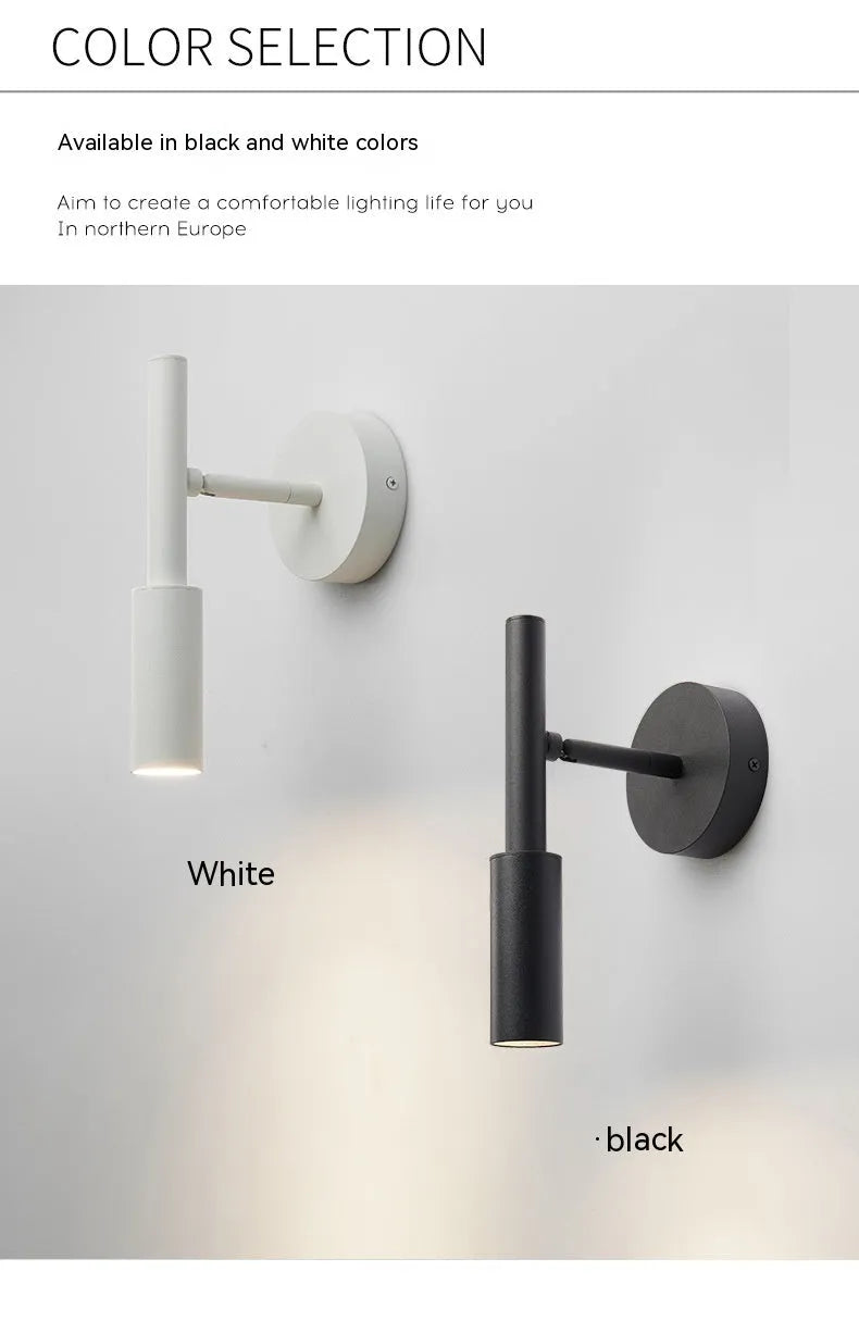 Modern wrought iron wall lamp in black or white with three light colour options