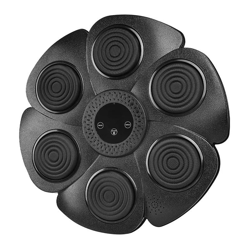 Black smart boxing target wall mounted with Bluetooth and LED lights, half-finger boxing gloves