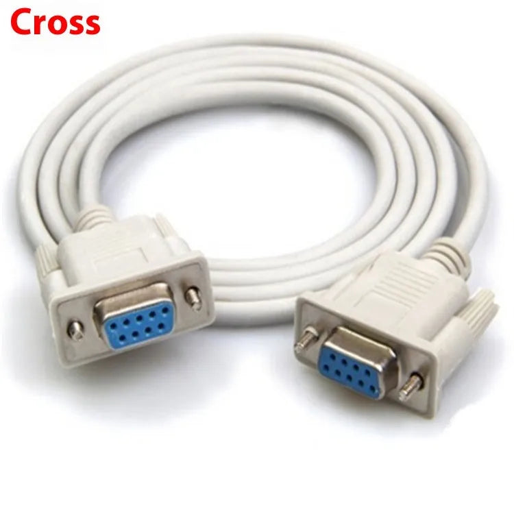 DB9 female to female RS232 serial cross cable 1.5 metres long with milky white insulation