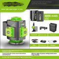 Green laser level projecting multiple lines with nylon and aluminium housing measuring 11x13.5x13.5cm
