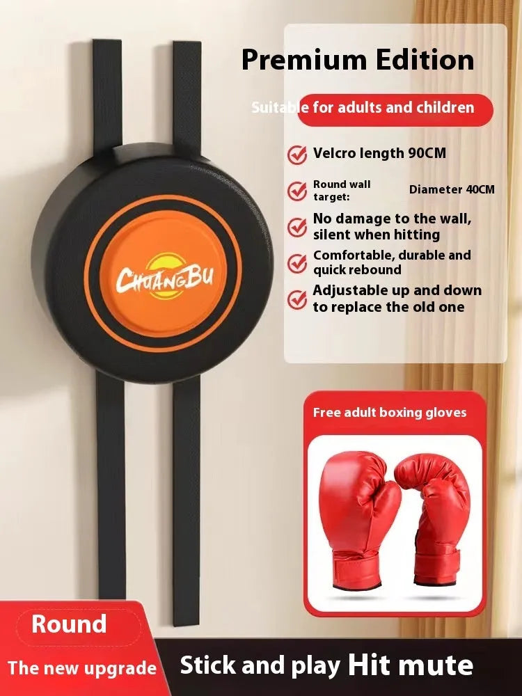 Boxing sandbag wall target in PU material, hanging on a wall, with round 40cm striking surface