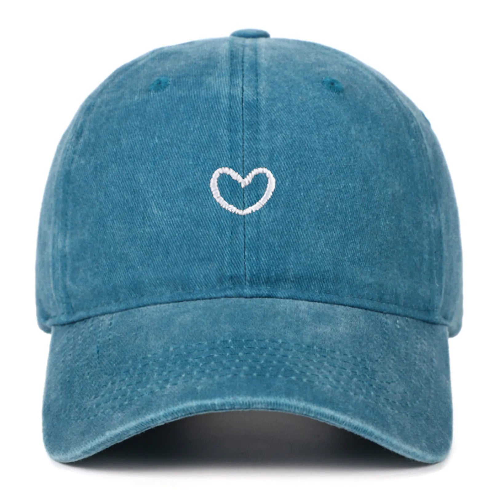 Adjustable retro-style cotton baseball cap with embroidered detailing, shown in a selection of colours.