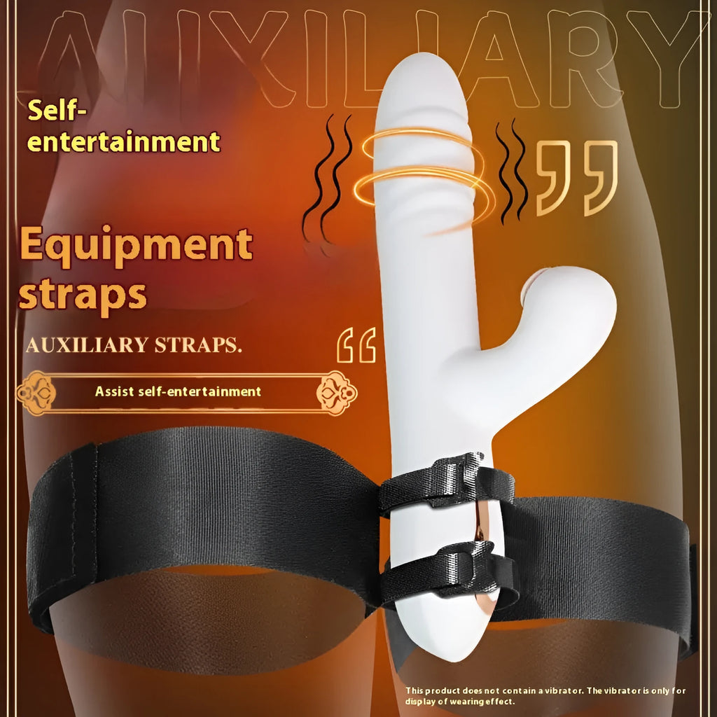 Black knitted sex toy strap for adult toy positioning and hands-free use