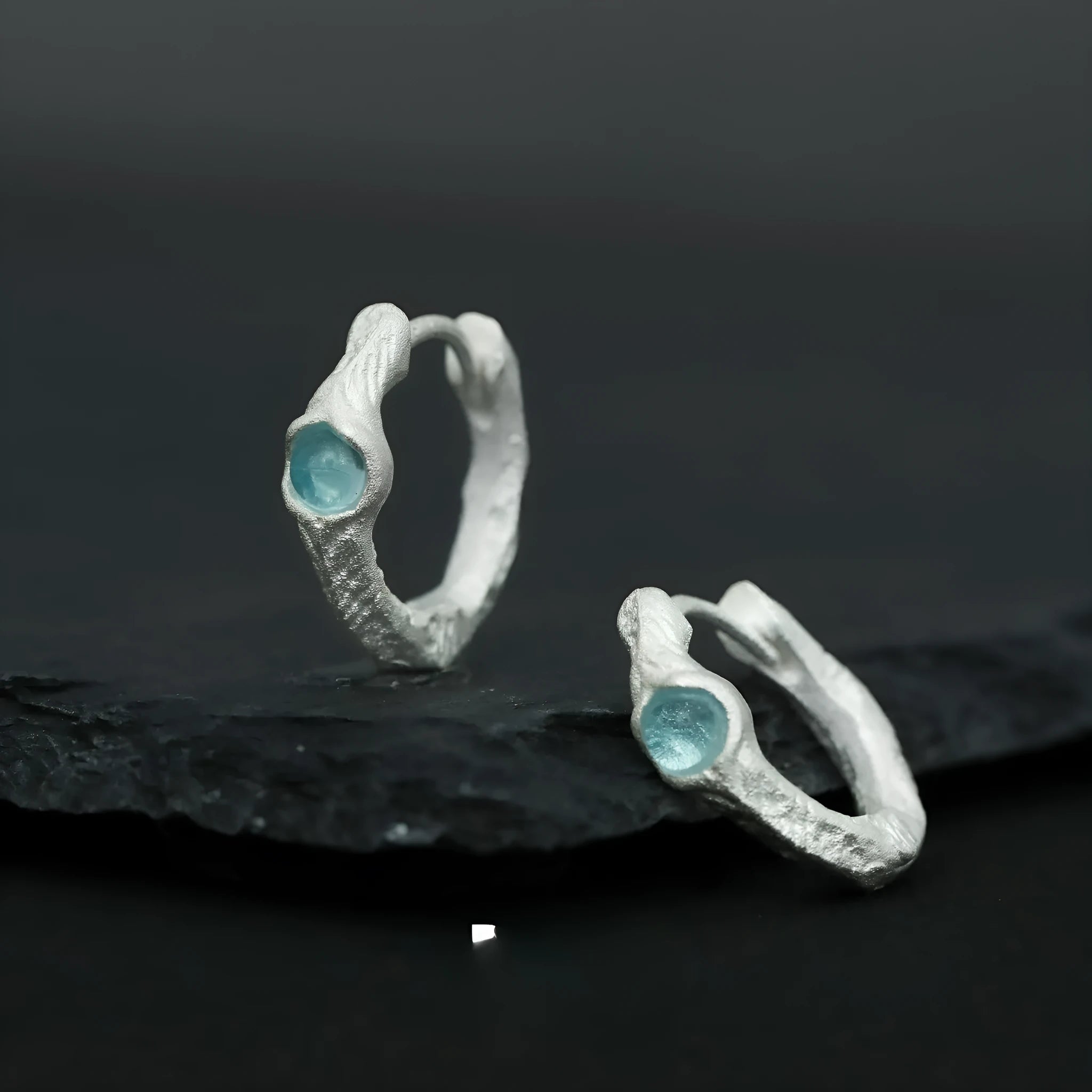 925 sterling silver geometric ear clips with burnt silver electroplated finish