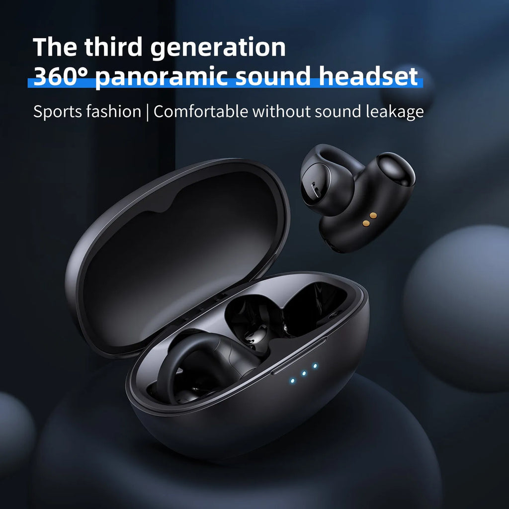 T306 Bluetooth gaming wireless clip-on sports headset in black with ear hook design