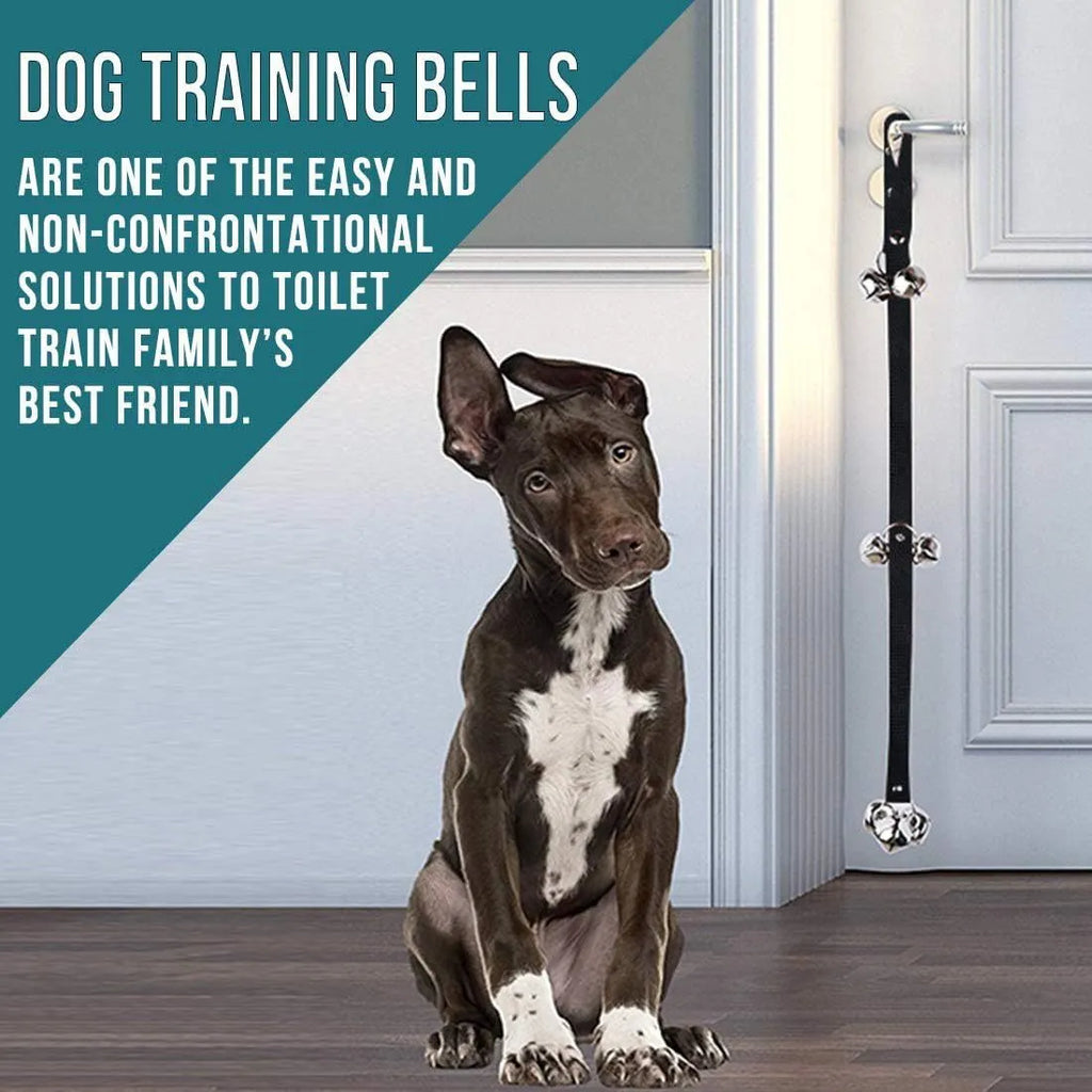 Dog doorbell set with 7 metal bells and adjustable nylon leash for training puppies