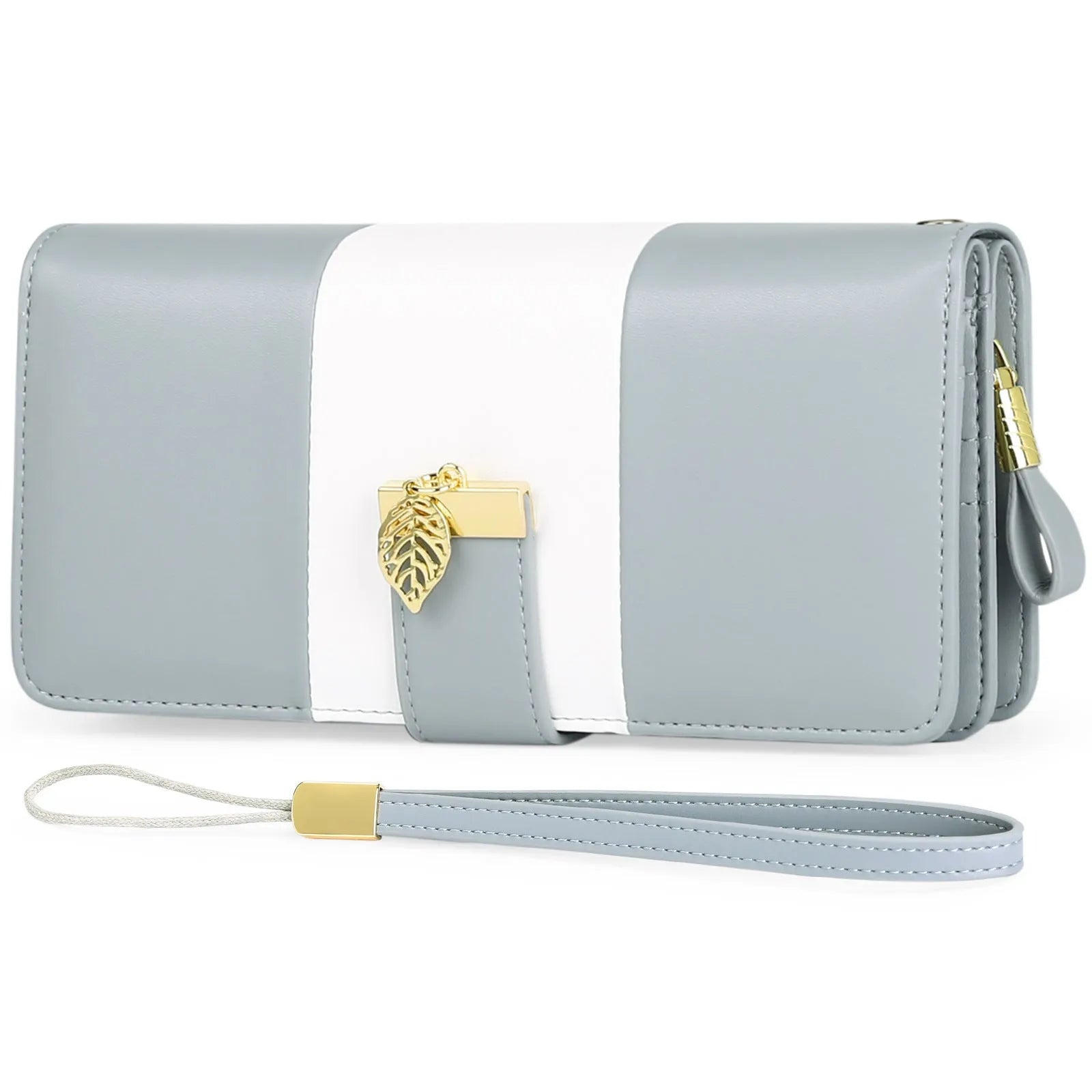 Anti-theft PU leather clutch handbag with lock opening in midnight black colour