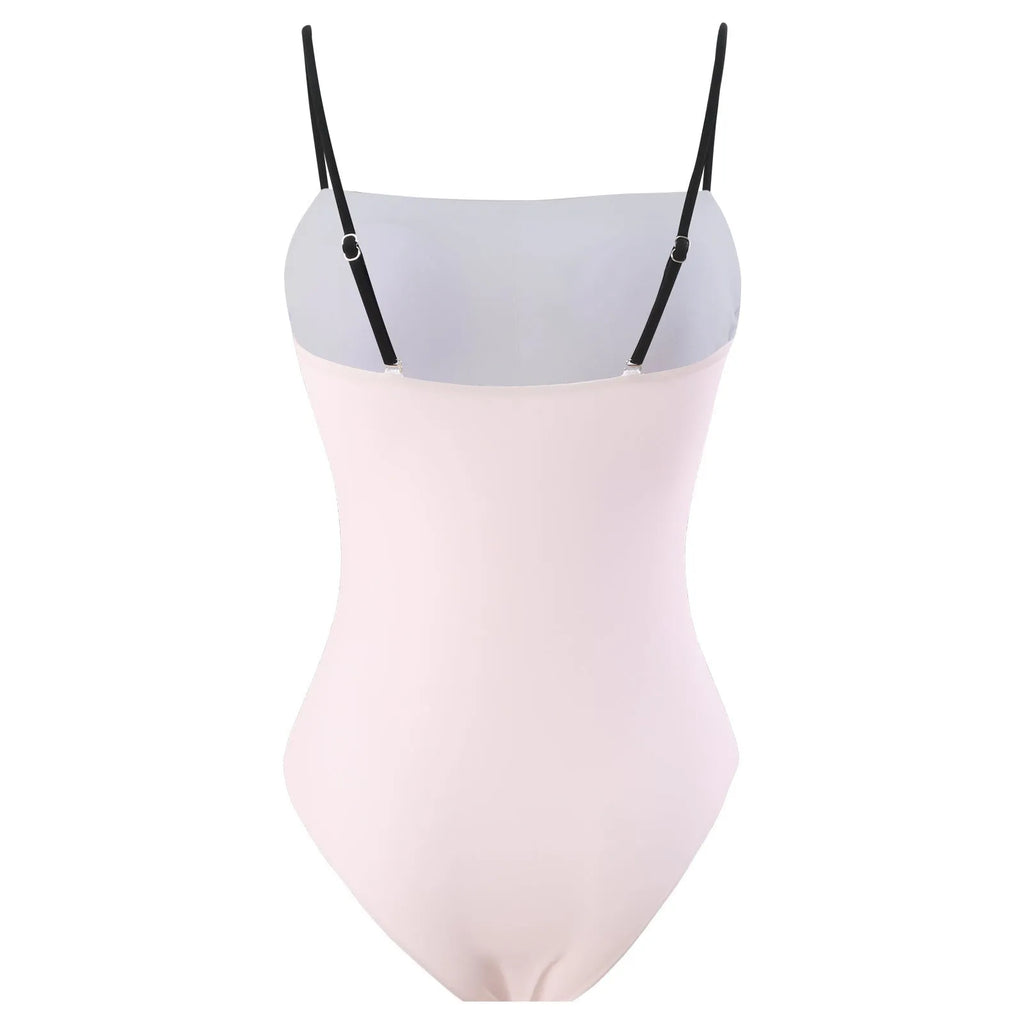 Women's polyester bikini swimsuit with attached tulle skirt in two-piece design