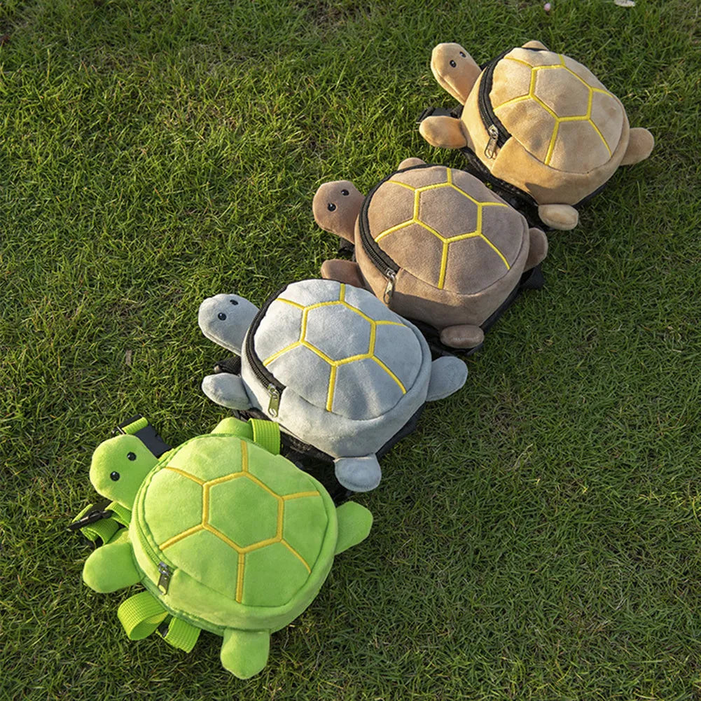 Turtle-shaped velvet pet backpack with integrated harness, metal zipper, and no-pull system for dogs and cats