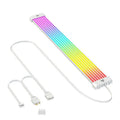White ABS computer case neon light bar with 44 LED beads, 300mm length, multi-angle adjustment, and cable ties