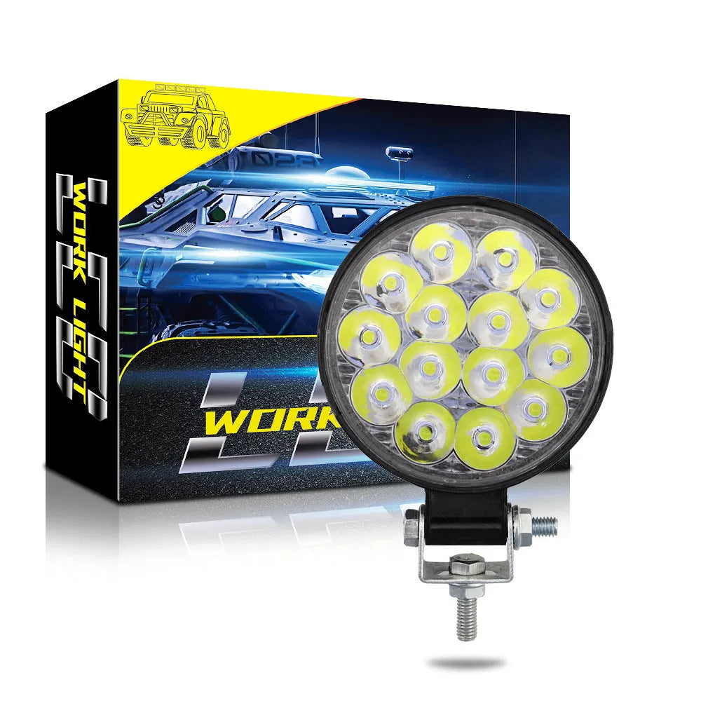 Small round white aluminium LED work light for vehicle mounting