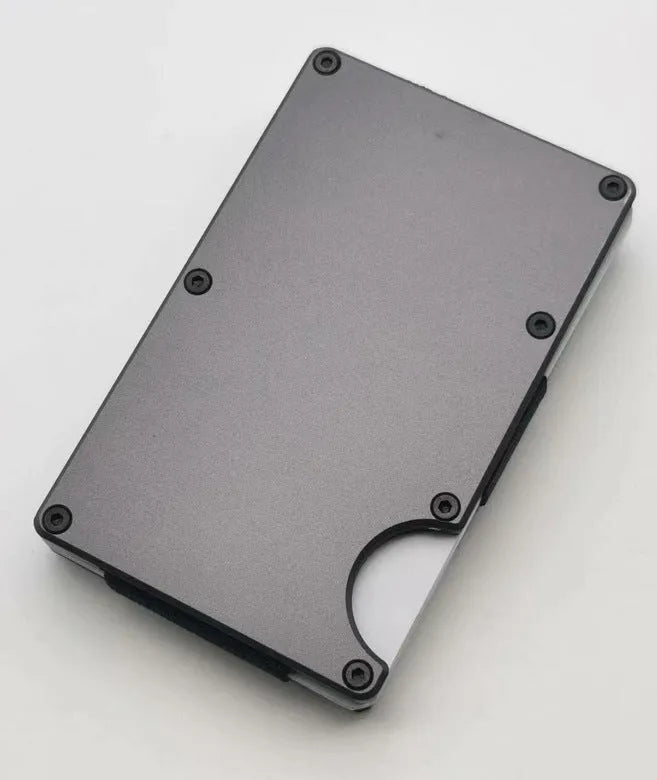 Aluminium alloy grey carbon fibre RFID-blocking wallet with seven card slots